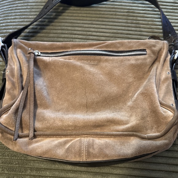 Rag & Bone Small Field Messenger Bag Purse Grey  Brown Leather Grunge Y2K